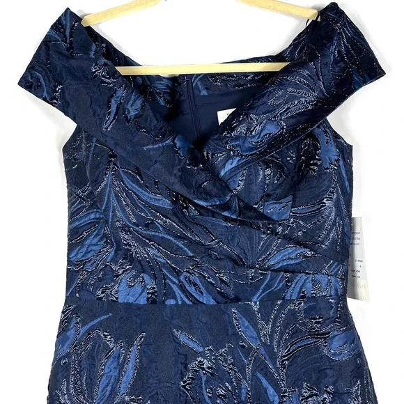 SOLD-Teri Jon Jacquard Off Shoulder Gown - Picture 4 of 11